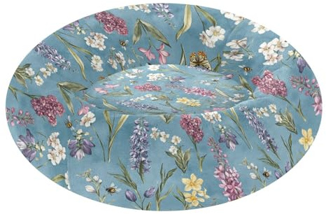 Wudan Haustier-Katzenbett, lindert Stress, flauschiges Hunde- und Katzenkissen für extra kleine Größe, Haustierbedarf, M, Blumen, Hyazinthen, Schmetterlinge, Blau
