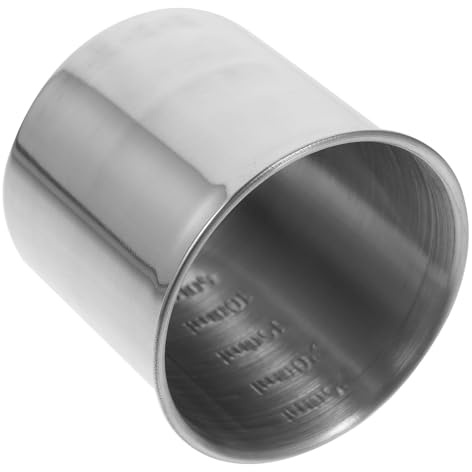 jojofuny Taza Medidora de Acero Inoxidable Plateada con Graduación Doble, Recipiente Multiusos para Cocina y Hornear, Vaso Medidor Doméstico para Arroz y Alimentos, Herramienta Pragmática