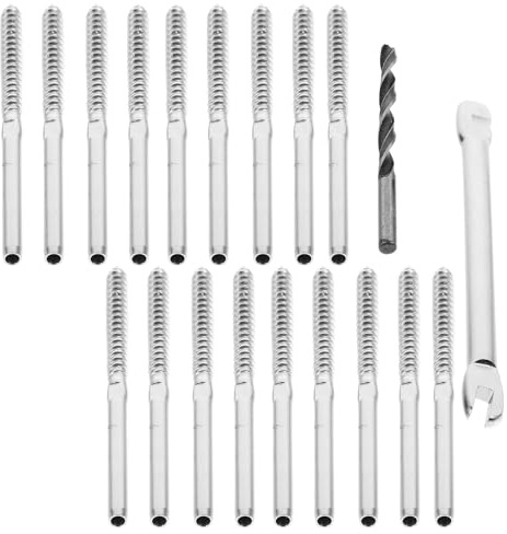 FOMIYES Kit Garde-Corps à Câbles Acier Inox 3 MM Vis à Bois Filetées pour Terrasse Balcon Intérieur Extérieur Lot Complet