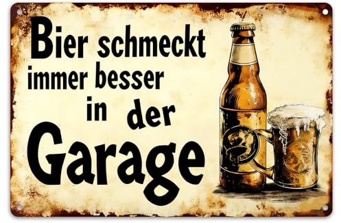 Sprüche Schilder mit Lustigem Bier Spruch, Metallschild aus Wetterfestem Aluminium, Blechschilder Retro für Garage und Bar, Metallschilder mit Sprüchen für Wohnzimmer und Garten 20x30cm