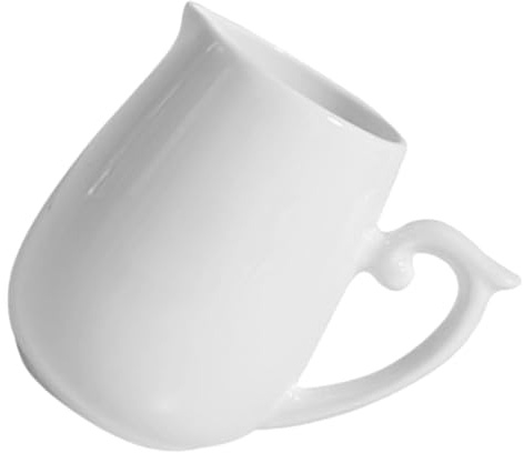 COMPUKAS Bricco Latte in Ceramica Bianca 160ml Manico per Versare Resistente e Pratico per Casa e Hotel