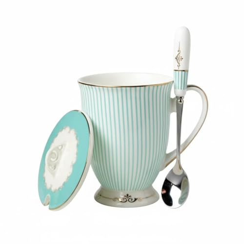 Céramique Tasse à Café, Tasse à Thé Style Anglais Motif Mug En Porcelaine | Grande Capacité Tasse En Porcelaine Européenne Pour Bureau, Cuisine, Stripe Goblet