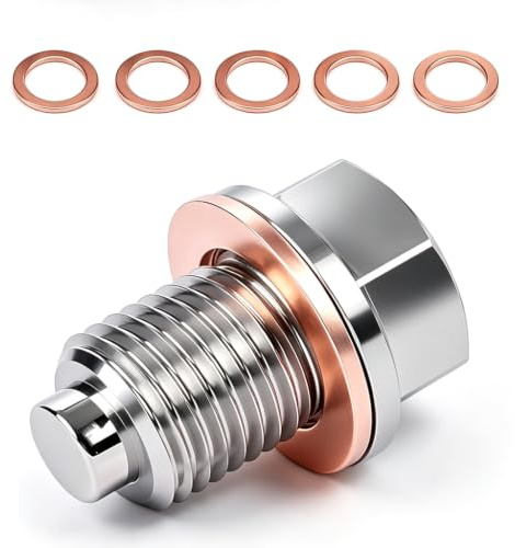 Magnetisk oljeavtappningsskruv 6 stycken set oljebricka dräneringsmuttrar med tätningsring oljeavtappningsplugg M 14 x 1,5 oljetömningsskruv för oljepanna bil motorcykel båt reservdel dräneringsskruv