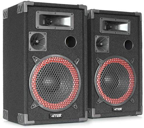 MAX XEN3508 Paire d'Enceintes Passives 8, Puissance de 2X 500 Watts, SPL 110dB, Caisse Solide pour Le Transport, Larges Poignées et Coins de Protections, Parfait pour Utilisation Mobile