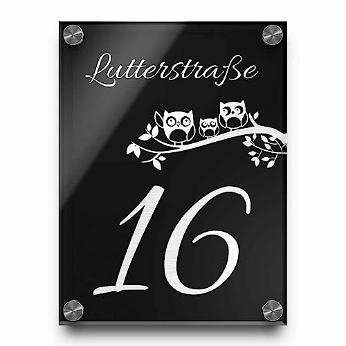 Edles Türschild | Hausnummer mit Gravur mit über 80 Motiven Familien-Haus Familienschild Türschilder für die Haustür mit Namen 15x20 cm