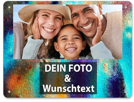 Blech-Schild mit Foto und Text selbst gestalten/Personalisierbar mit eigenem Bild als Metall-Poster / A5 (15x20cm) im Querformat/Abstrakt 9