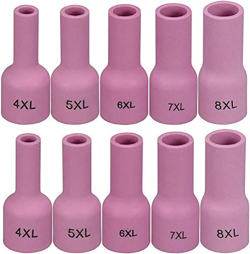RIVERWELD TIG Aluminiumoxid-Düsenschutzhülle 53N 8XL# 7XL# 6XL# 5XL# 4XL# | Lange Keramikdüse 53N61SXL 53N61XL 53N60XL 53N59XL 53N58XL für SR WP 9 17 18 20 25 26 WIG-Schweißbrenner