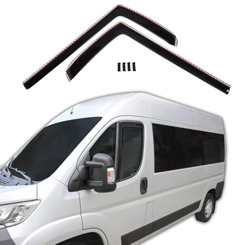 J&J AUTOMOTIVE GD Déflecteurs d'air et de Vent pour Citroen Jumper Depuis 2014, Ensemble 2pcs, Teintés, Avant et Arrière, Aérodynamique