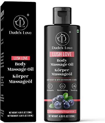 Dude's Love - Orgánico - Aceite de masaje corporal comestible de bayas - Revitalizante, desintoxicante y sin manchas | Aceite de aromaterapia no pegajoso con aceite esencial de lima y bayas de enebro