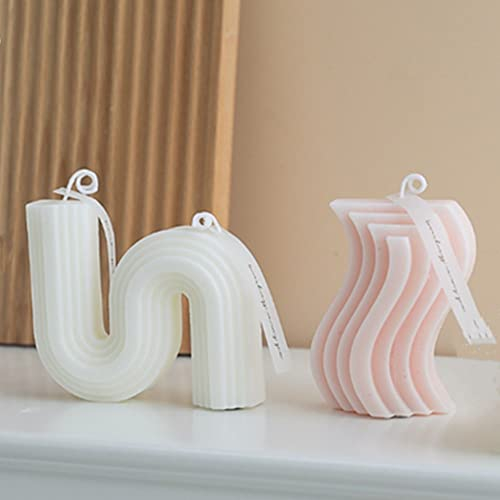 2 candele estetiche a forma di U, candele minimaliste a forma di geometrica, in cera di soia, candele profumate artistiche decorative fatte a mano per matrimoni, Natale, regalo di compleanno