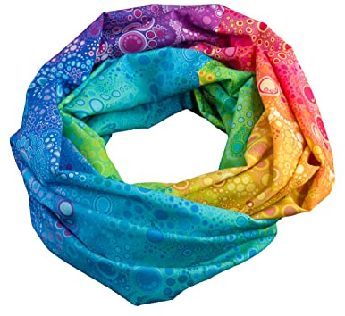 bettina bruder - Damen-Loop Schlauchschal Tropfen Punkte Farbverlauf Regenbogen bunt - 100% Baumwolle