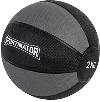 SPORTINATOR® Training Medizinball in grau/schwarz, mit Gewichtsangabe auf dem Ball, ideal für das Kraft- und Konditionstraining. Größe 1 bis 10, Gewicht von 1 kg bis 10 kg (2)