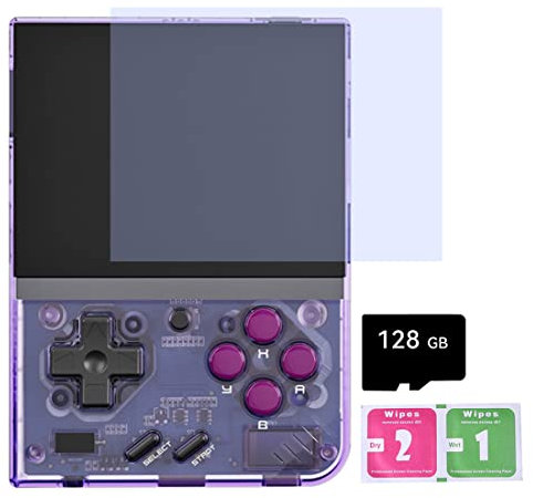 Miyoo Mini Plus Handheld Game Console, 3.5-Inch Retro Emulator Console Built-In 11000 Games, Support Wi-Fi Battle, Open-Source Emulators, Cortex-A7 Processor(128G Purple)