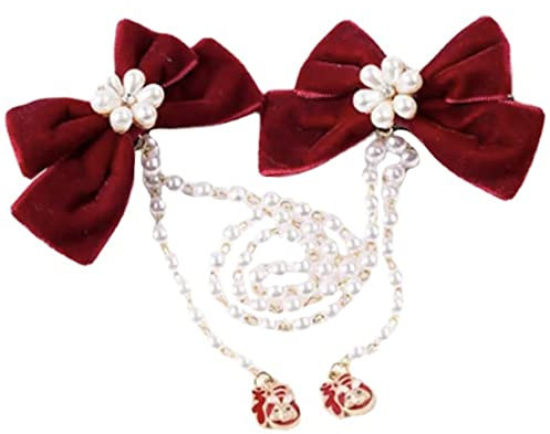 LALAFINA Perlen-haarspange Mit Schleife Für Damen Haarschmuck Für Hochzeiten Partys Fotoshootings Rutschfest Und Haarschonend Rotes Design Elegantes Accessoire Für Jeden Anlass