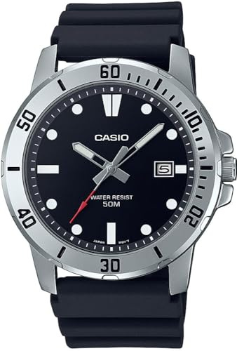 Casio Herren-Armbanduhr, MTP-VD01-1EVUDF, schwarzes Zifferblatt