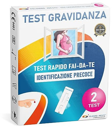 TEST GRAVIDANZA PRECOCE SU SANGUE Adeste - Rapido fai da te per la rilevazione dell'ormone hCG che indica una gravidanza in corso. Confezione da 2 test