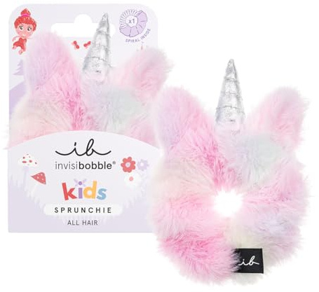 invisibobble Kids Scrunchie Unicorn, Bunter Einhorn & Süßigkeiten-Design, Plüsch Haargummi, Sanft & Starker Halt für Mädchen, 1 Stück
