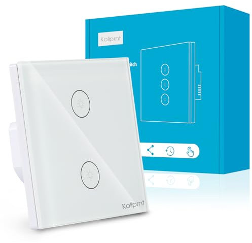 Interrupteur lumineux WiFi, interrupteur intelligent, compatible avec Alexa/Google Assistant, conducteur zéro nécessaire, contrôle par application SmartLife, interrupteur mural en verre, fonction