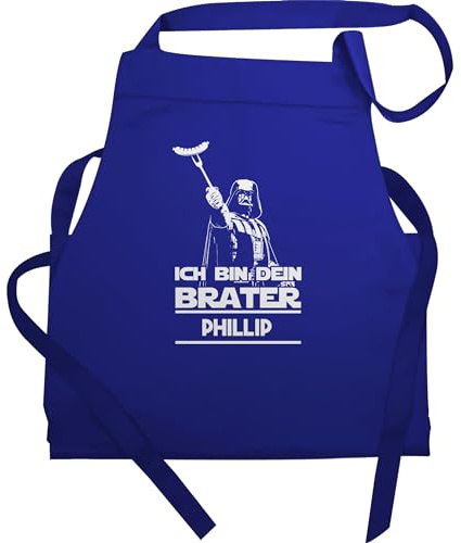 Geschenk mit Namen personalisiert by Shirtracer - Schürze - Grillschürze Herren - Ich bin dein Brater mit Name - Geschenk Männer Grill Zubehör Lustig Vatertag Weihnachten