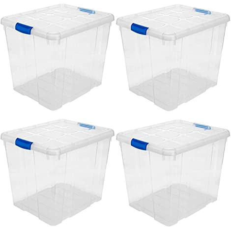 Acan Tradineur - Pack de 4 Cajas de Almacenamiento - Fabricado en plástico - Contenedor para almacenar juguetes, Libros, ropa, mantas - N.º 17-42,2 x 35 x 35 cm - 35 Litros