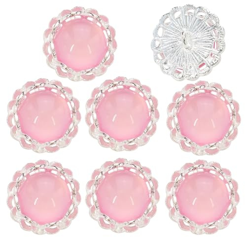 EMDOMO 20 mm Nähknöpfe, Schaft, runde Form, Metallknöpfe, Retro-Vintage-Knöpfe, Verzierungen für Mäntel, Bastelknöpfe, 10 Stück (rosa)