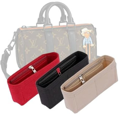 LinerLink Taschen-Organizer für LV Keepall XS (21 x 12 x 9 cm (L x H x T), handgefertigter Tascheneinsatz, 2 mm Filztascheneinsatz, Damen-Handtaschenformer (Schwarz, Stil A: Belichtung)