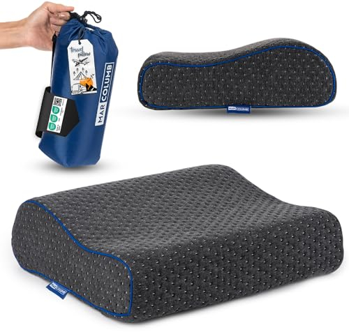 Marcolumb Reisekissen-Campingkissen-ergonomisches Memory-Schaum-Kissen mit temperaturregulierendem Bezug-Oeko-TEX Made IN Green