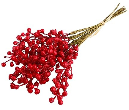 PRETYZOOM Künstliche Rote Beerenblumen für Blumensträuße Kunststoff und Eisen Realistisch Festliche Dekoration für Weihnachten und Partys