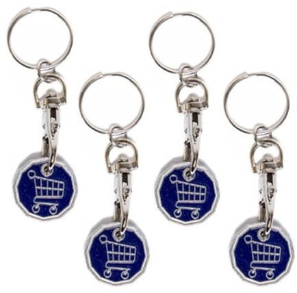 Generic PACK OF 4 - Funkey Shopping Trolley Coin Keyring Supermarket Trolley Keychain Edge Shaped
