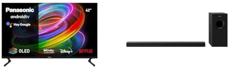 Panasonic TX-42MZ700B, 42 Inch 4K Ultra HD OLED Smart 2023 TV with SC-HTB600EBK Home Theatre Soundbar with Bluetooth and Dolby Atmos