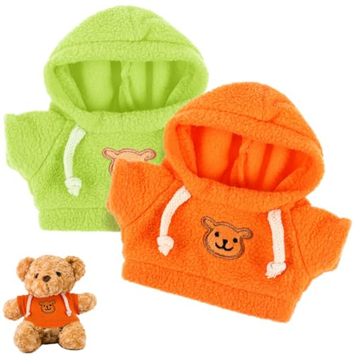 ERINGOGO Puppenkleidung Set 2 Stück 11.50X6.50X1.50Cm Weiche Stoffbärenkleidung Mit Kapuzenpullover Für Kleine Plüschtiere & Ausgestopfte Bären Spielzeug Dekoration