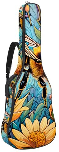 Tasche für Akustikgitarre, wasserdicht, für 40/41/42 Zoll Gitarre, mehrere Taschen, Farbzeichnung Schmetterling, Mehrfarbig Nr. 04, 42.9x16.9x4.7 in, Gitarrentasche