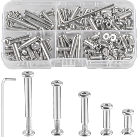 Set di Viti M4 Con Manicotto per Mobili - 56 Pezzi - Connettori per Tavole in Legno e Armadi