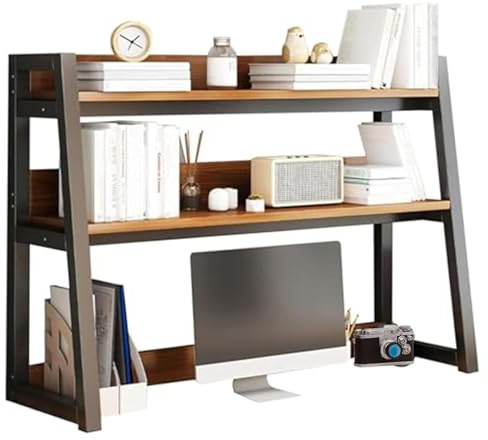 FPIGSHS Desktop Hutch Shelf，2-Tier Computer Desktop Bookcase Desk Organizer Shelf for Top Multipurpose Countertop Display Storage Rack for Home Office Dorm Use (75cm)