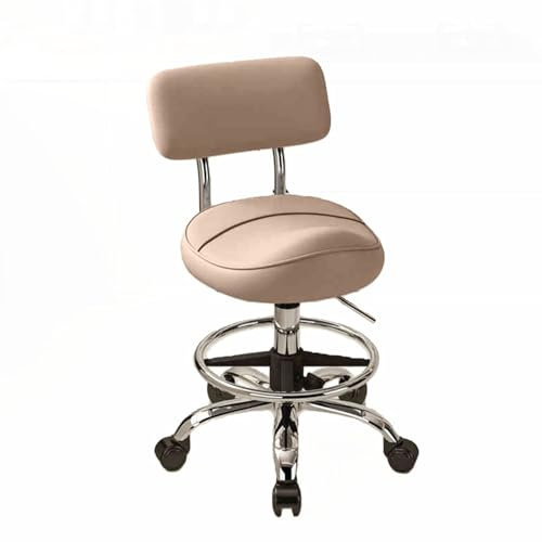 Sattelhocker, drehbarer, Verstellbarer Rollhocker aus PU-Leder mit höhenverstellbarer Rückenlehne von 53–73 cm, ergonomischer Rollstuhl für Zahnarzthelfer/Tätowierer (Farbe 2)