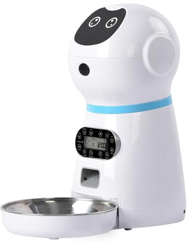 POPETPOP Automatic Pet Food Dispenser for Personal Home Use Smart Voice Pet Feeder with Digital Timer 3.5l Large Capacity Featuring Supple Rubber Design and Abs Material