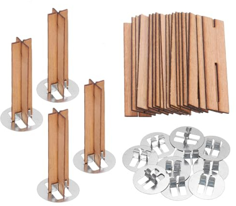 QUARKZMAN 10 Set 0,5 x 2 Zoll Natürliche Holzdochte mit Ständer | Kreuzform Kerne, Für Kerzenherstellung, Holzdochte