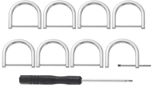 sourcing map D-Rings Screw in Shackle, 8Pcs 1.1 Inch Zinc Alloy Horseshoe U Shape D Ring Buckles for Purse DIY Leather Craft Keychain, Silver