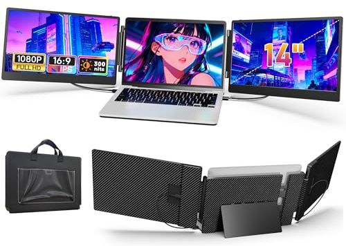 LivElect Moniteur pour Ordinateur Portable, Plug & Play Triple Moniteur, 14 FHD 1080P IPS Extension D’écran pour Ordinateur Portable pour Mac, Win, Android