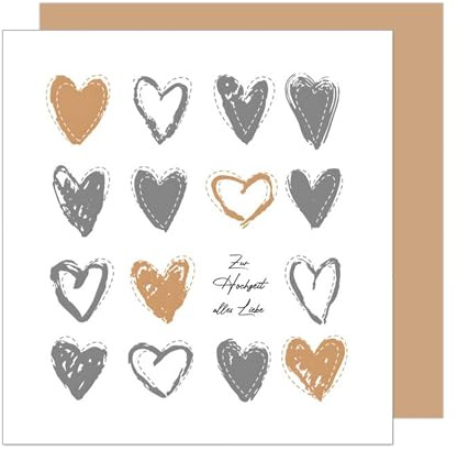 Edition Seidel Premium quadratische Glückwunschkarte zur Hochzeit mit Umschlag. Hochzeitskarte Grußkarte Vermählung Just Married Herz Herzen (HQ116 SW025)