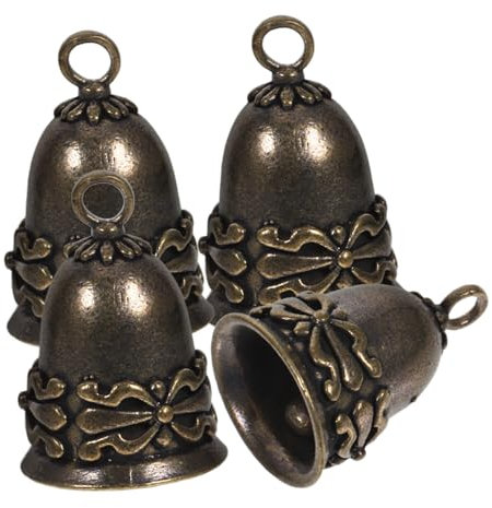 Vaguelly 4stücke Retro Glocke Messing Charm Prägung Glocke DIY Anhänger Schlüsselanhänger