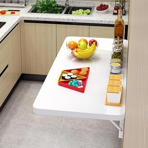 woxefo Schwimmender Wandklapptisch Hochdichte Platte, wasserdicht, feuchtigkeitsbeständig,hochtemperaturbeständig mit Ständer und Schrauben für Küche Balkon Outdoor Kleiner Raum(60cm*40cm)
