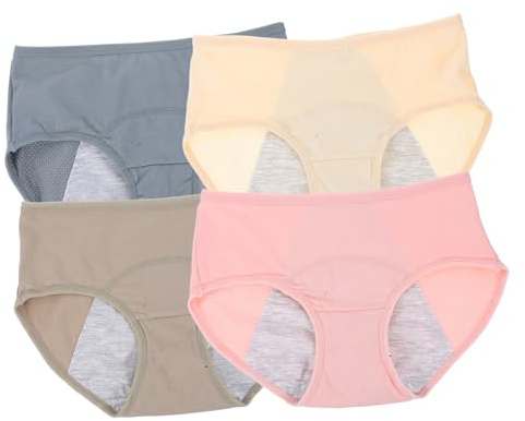 Didiseaon 4piezas Bragas Menstruales De Algodón Alta Cintura para Flujo Abundante para Mujer