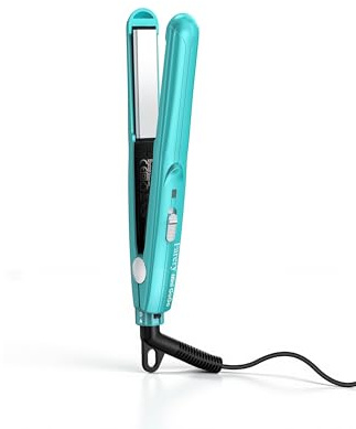 Farery Mini Hair Straightener for Short Hair, Small Straighteners Travel Straighteners and Ceramic Plate, Quick and Easy Hair Styling, Dual Voltage, Pouch Included, Blue