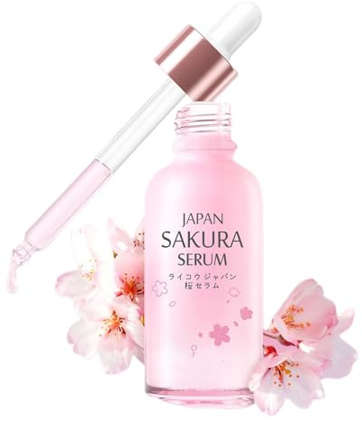 Sérum visage fleur de cerisier – Soin de la peau pour taches sombres, peau du visage, teint inégal, ridules, pores, peau sèche, anti-âge et peau – Sérum facial pour femme pour une peau claire, lisse