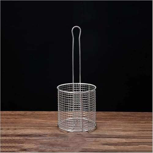Utensilios de cocina, Cestas for freír Cesta espumadera sólida de acero inoxidable, Cuchara espumadera con mango largo(L)