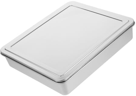 SHINEOFI Teglia da Forno in Acciaio Inossidabile con Coperchio Teglia Antiaderente per Torte Tiramisù e Mousse Design Elegante e Resistente Contenitore da Cucina per Uso Domestico