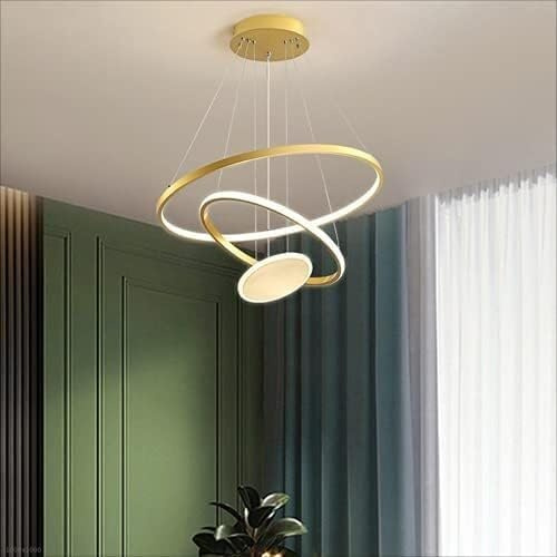 Lámpara colgante LED de aluminio moderna con forma redonda y regulable, colgante de techo ajustable y suspendida,para escalera de entrada