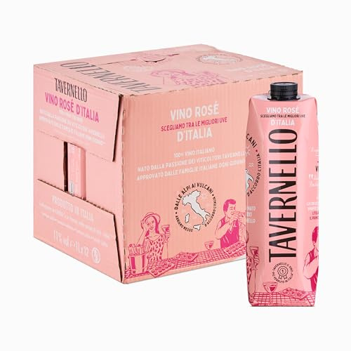 Tavernello Classico Vino Rosato d'Italia, Gusto Armonico ed Equilibrato, 11% Vol, Confezione con 12 Brik da 1 L