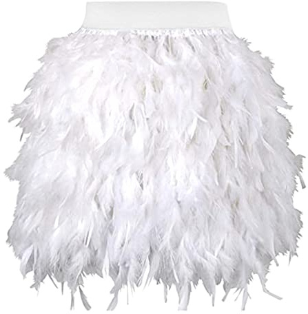 Genérico Falda de Plumas Mujer Disfraz de Pavo Real Disfraz de Carnaval Gótico Clásicos Delgado Falda de Plumas Mujer Disfraces de Escenario Minifalda